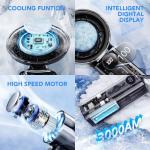 Mini rechargeable and Portable Handheld Turbo fan with LED Display, Rechargeable Battery, 100 Adjustable Speeds, Transparent Desk & Travel Fan for Office, Outdoor, Camping